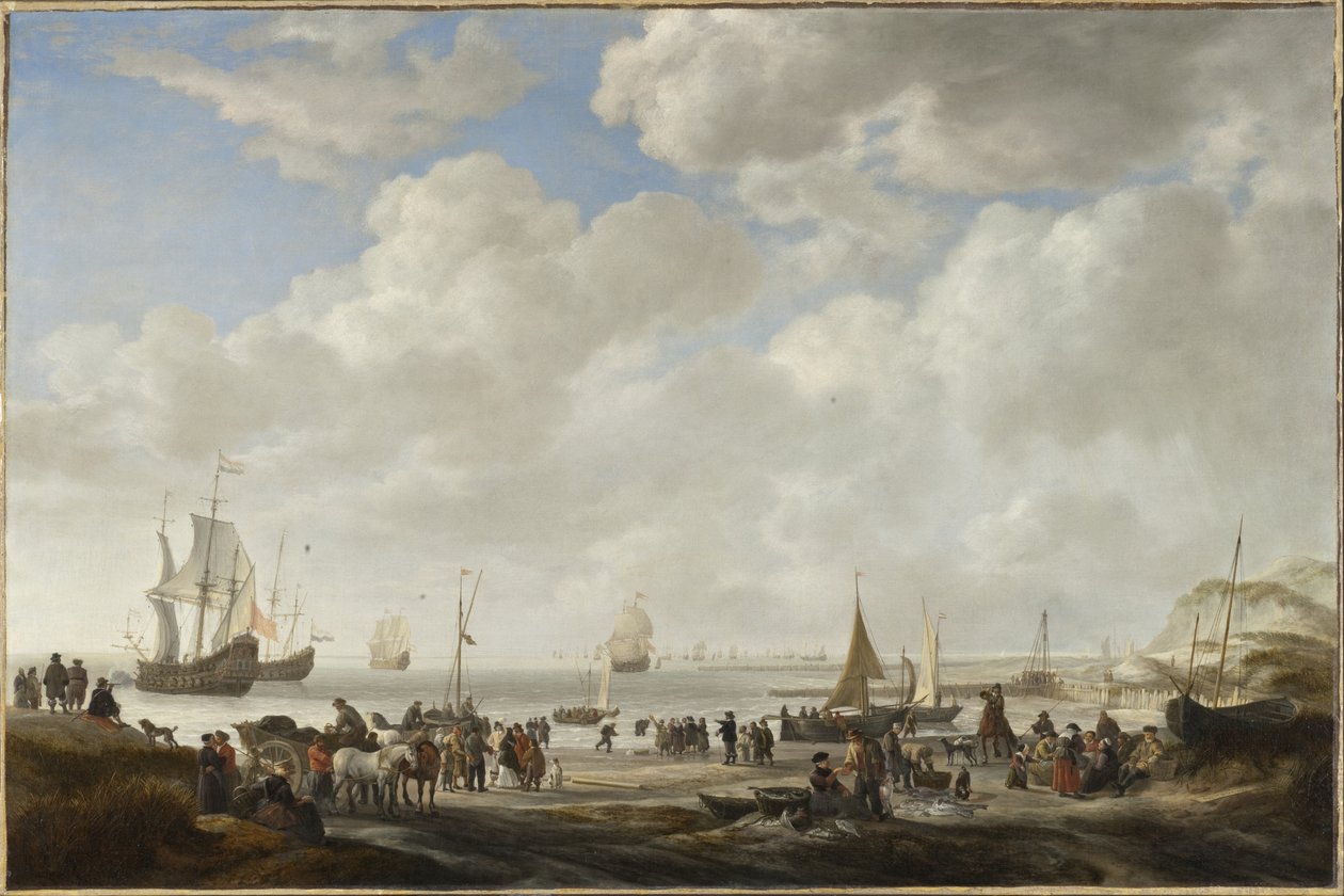 Utsikt over en strand av Simon de Vlieger