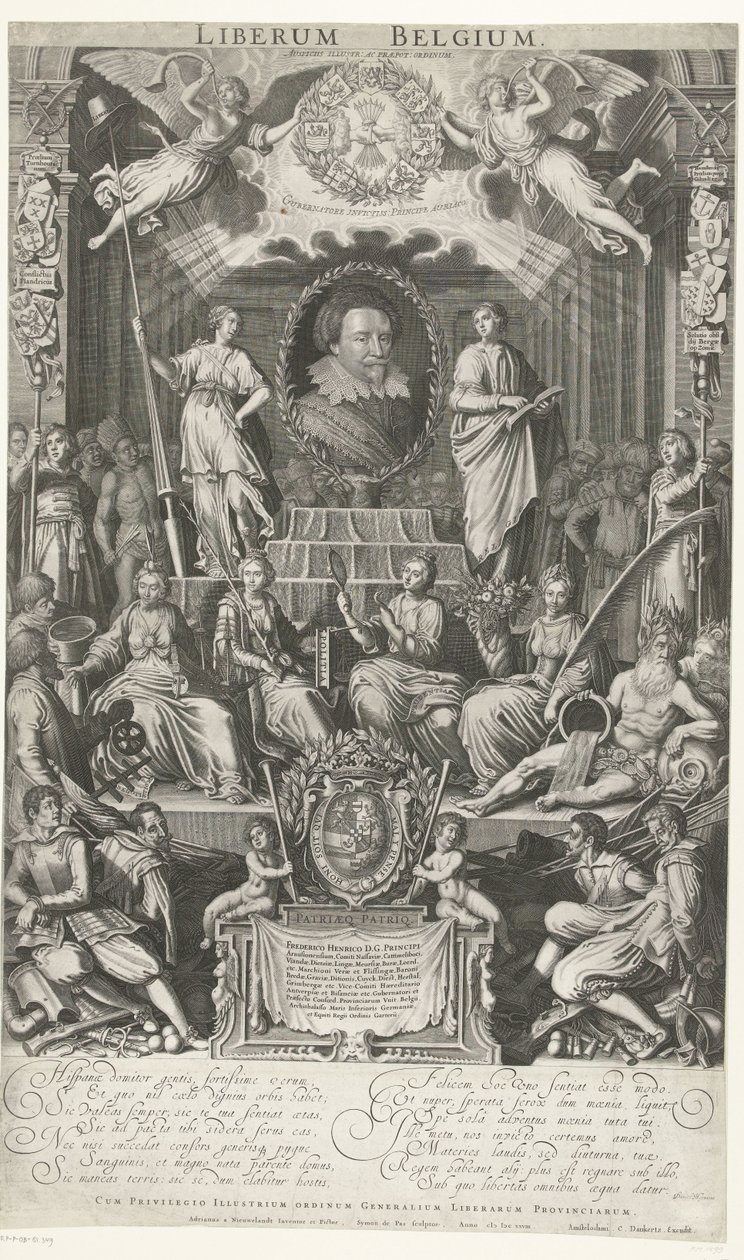Frederik Hendrik som beskytter av religion og frihet, 1628 Liberum Belgia (tittel på objekt) av Simon van de Passe