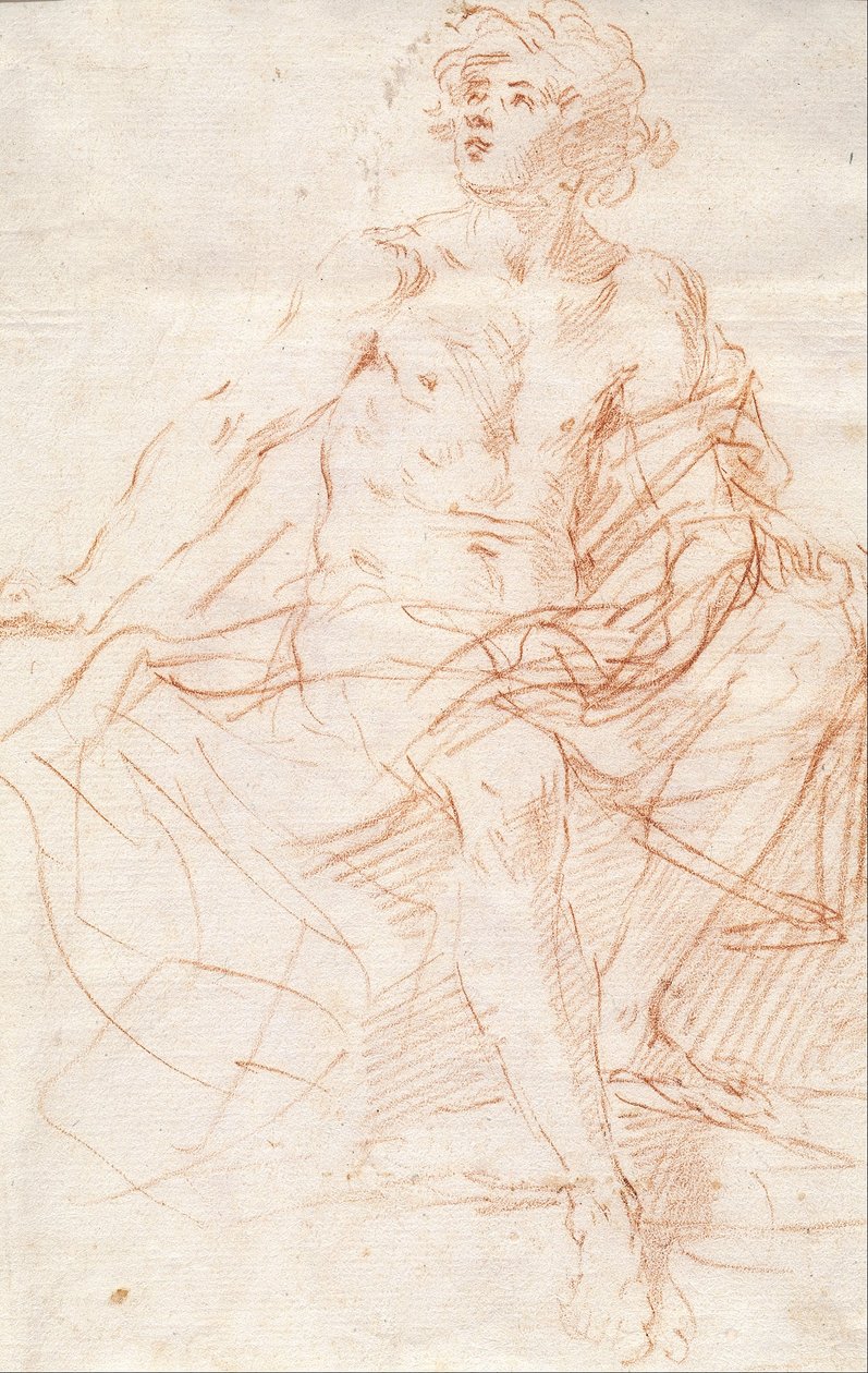 Studie for figuren av døperen Johannes av Simone Cantarini