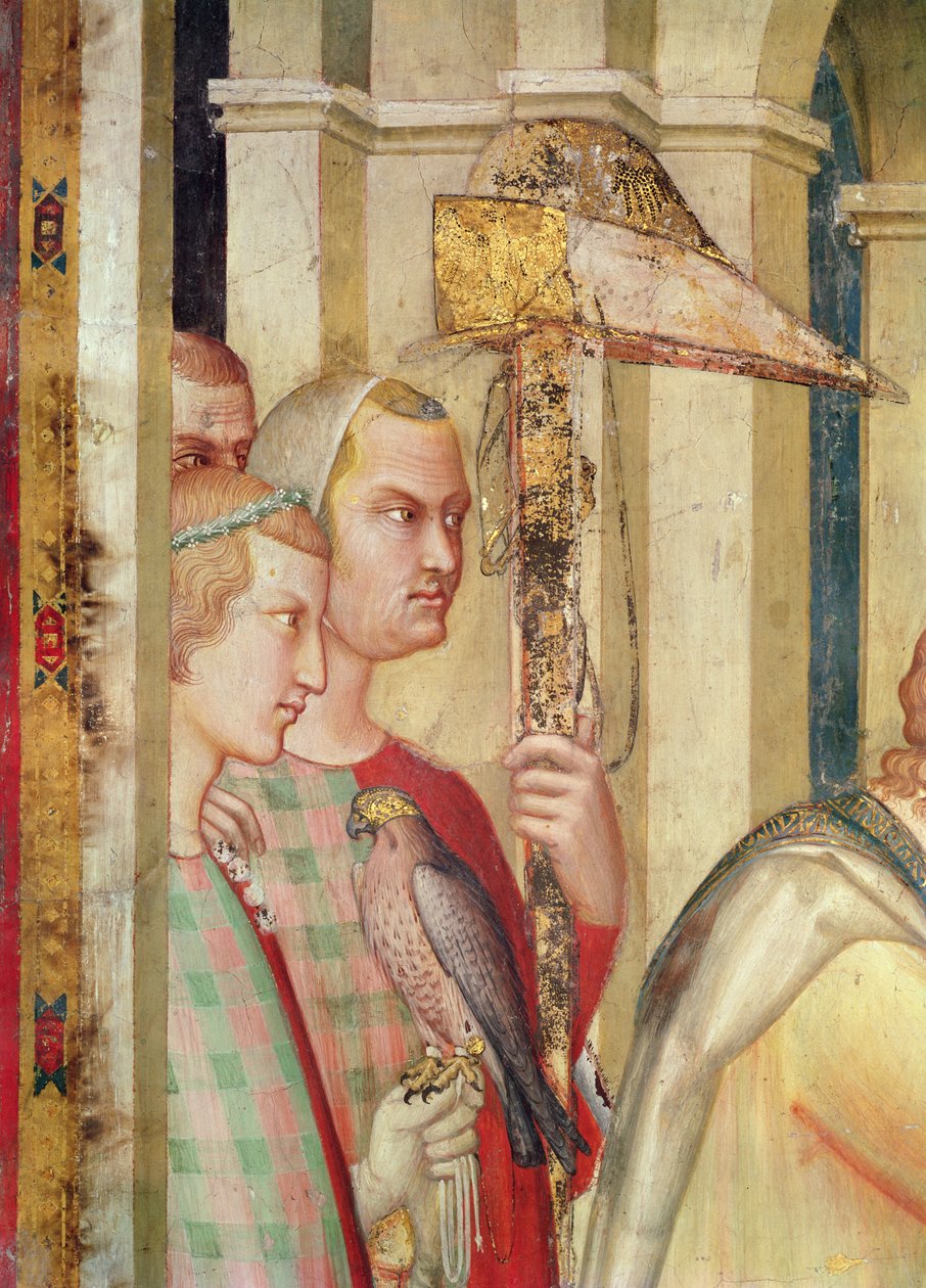 Detalj av en falkonerer fra St. Martins liv, ca. 1326 av Simone Martini