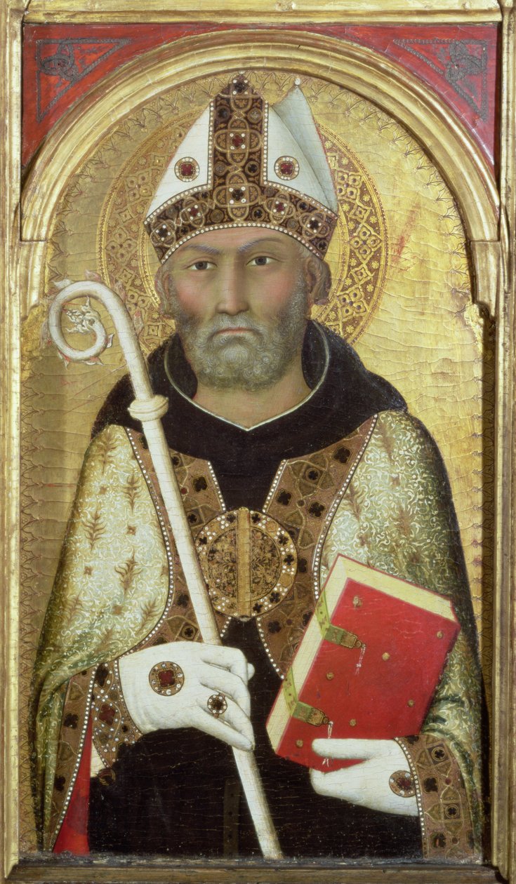 St. Augustine, ca. 1319 (tempera med gull på panel) (detalj av 58835) av Simone Martini
