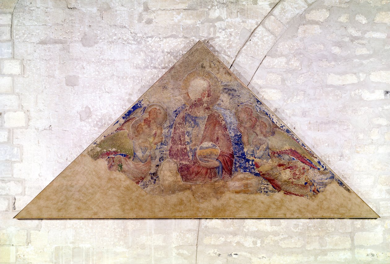 Tympanum som viser Frelserens velsignelse, 1341 (se også 195590) av Simone Martini