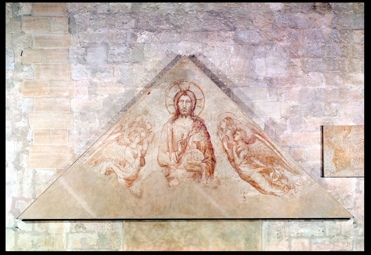 Tympanum som skildrer Kristus forløseren omgitt av engler, 1341 av Simone Martini