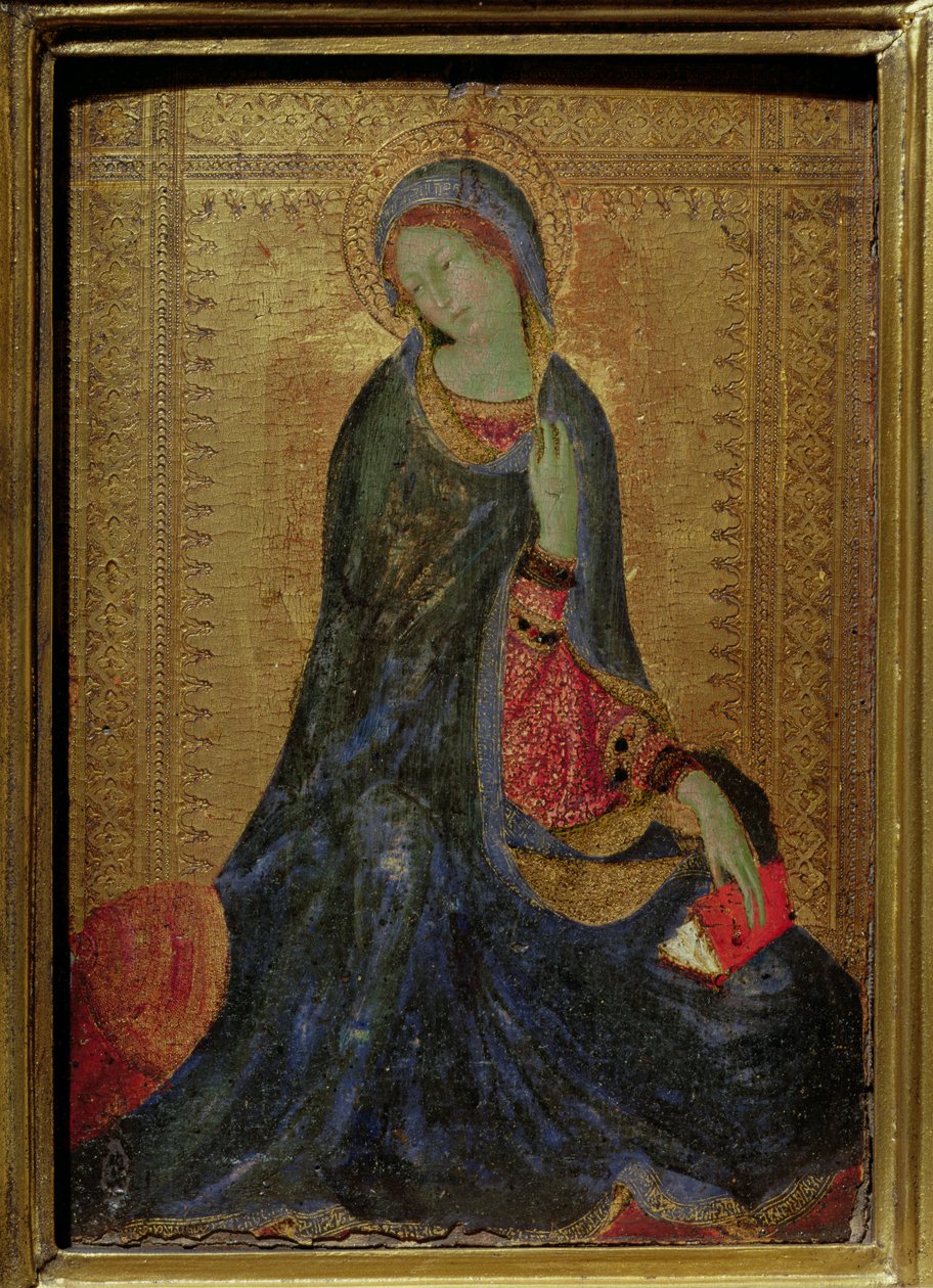 Virgin Annunciate, høyre panel av diptyk, 1340-44 (tempera på panel) av Simone Martini