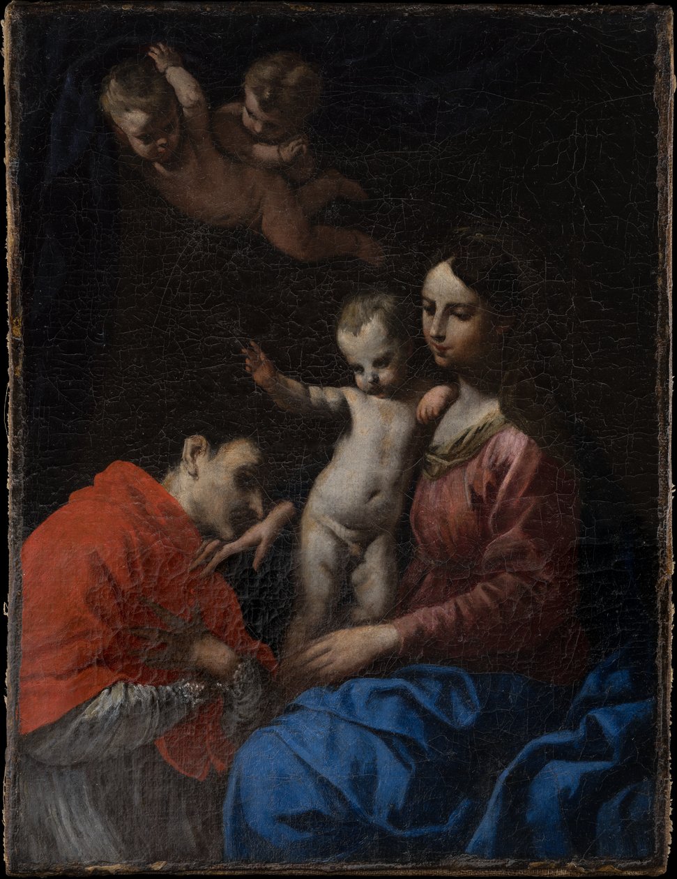 Madonna med barnet, tilbedt av Sankt Carlo Borromeo av Simone Cantarini