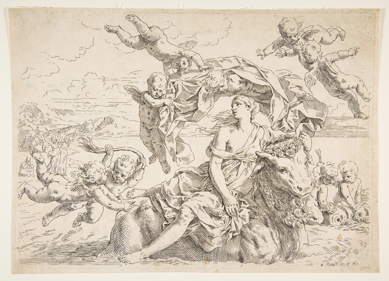 Voldtekt av Europa, ca. 1636. av Simone Cantarini
