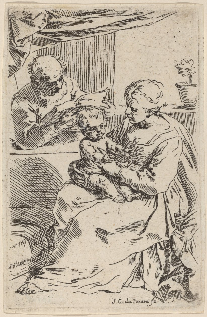 Den hellige familie av Simone Cantarini