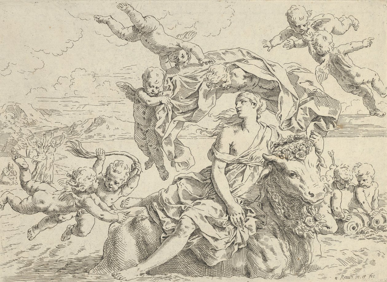 Voldtekten av Europa, ca.1636. av Simone Cantarini