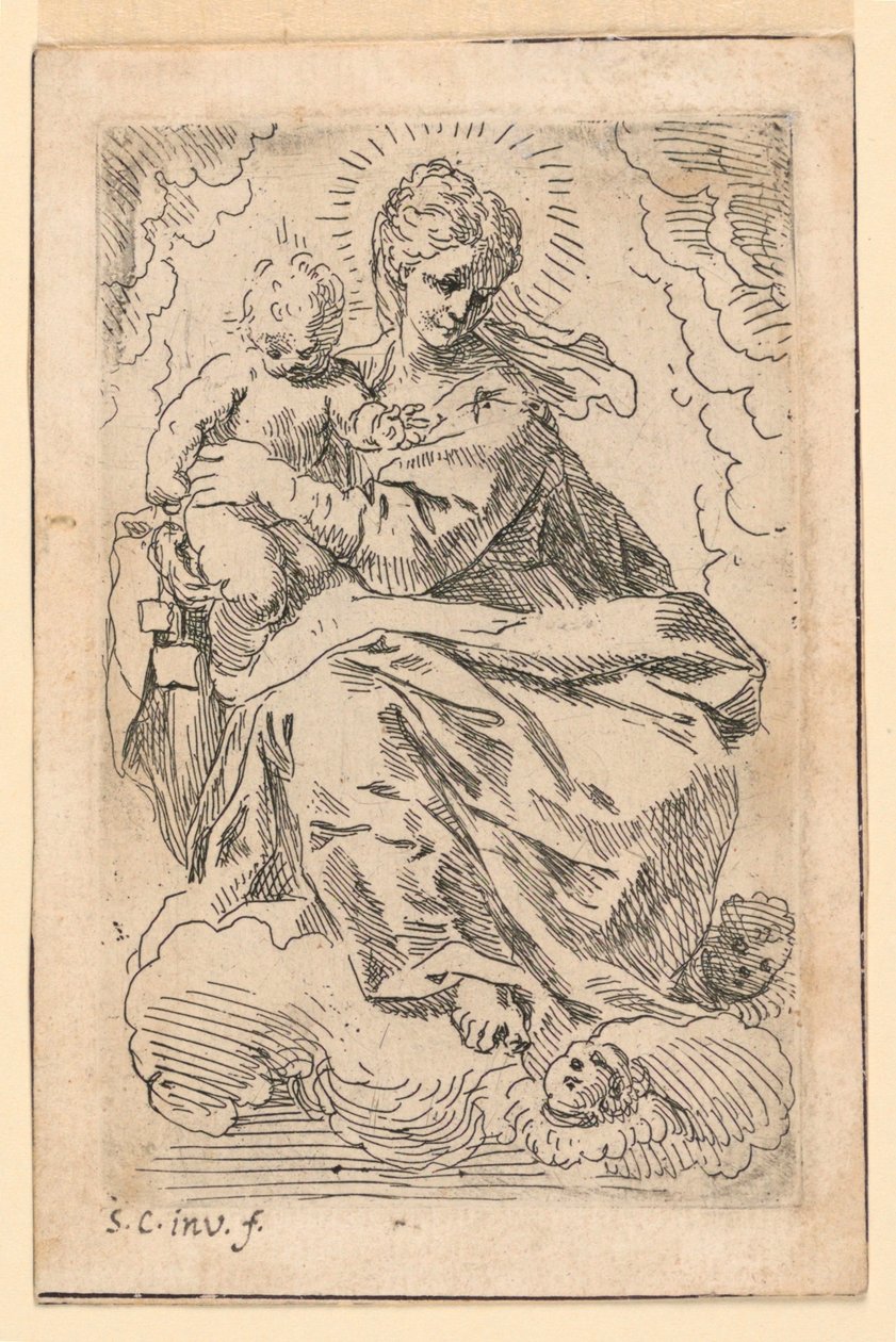 Jomfruen og barnet av Simone Cantarini