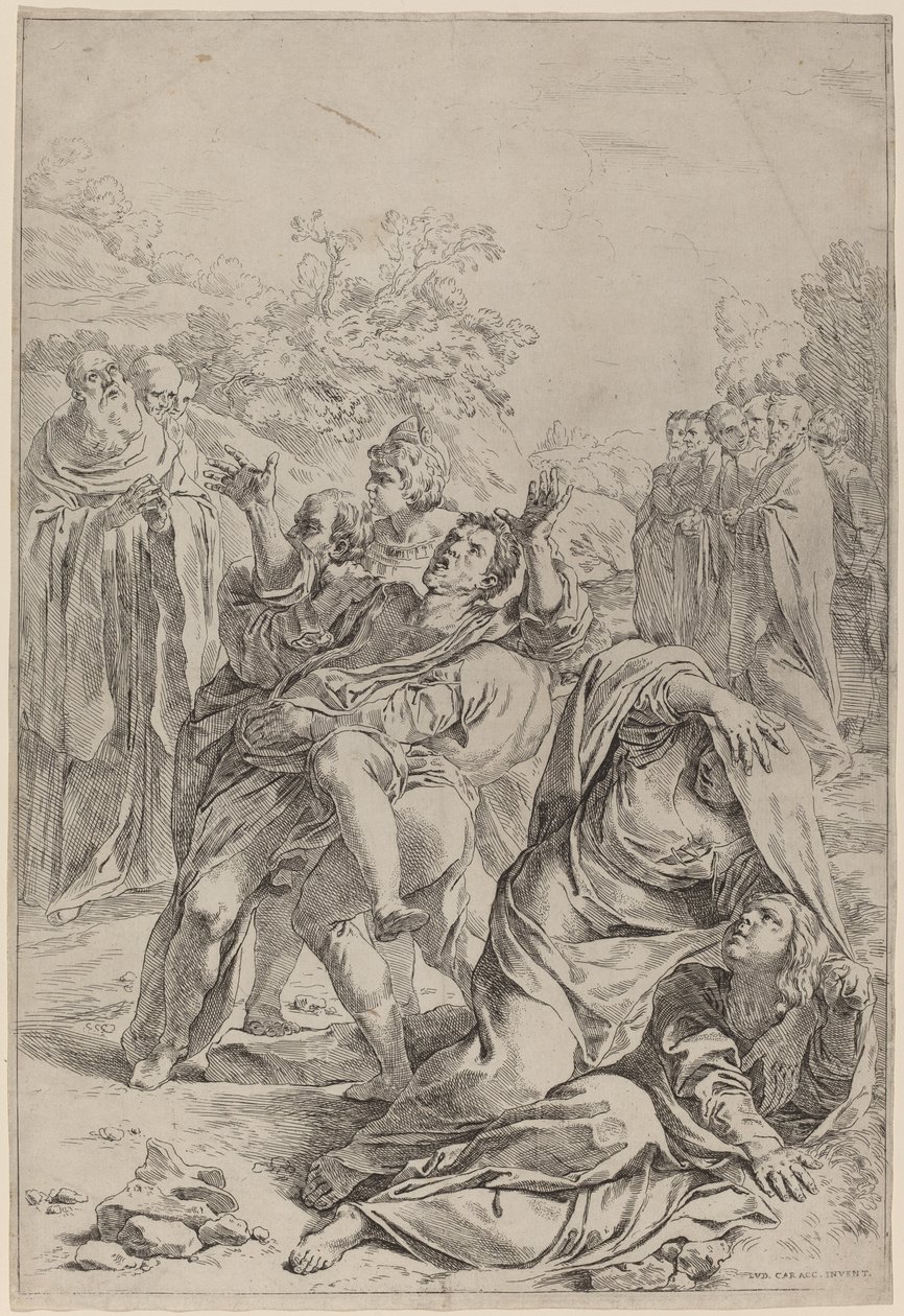 Saint Benedict helbreder de besatte av Simone Cantarini after Lodovico Carracci