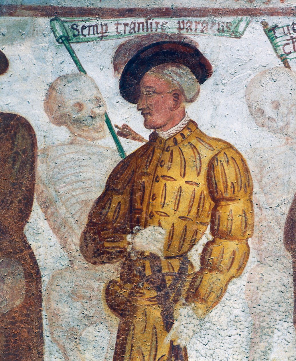 Døden med den unge mannen, detalj fra Dødsdansen av Simone II Baschenis