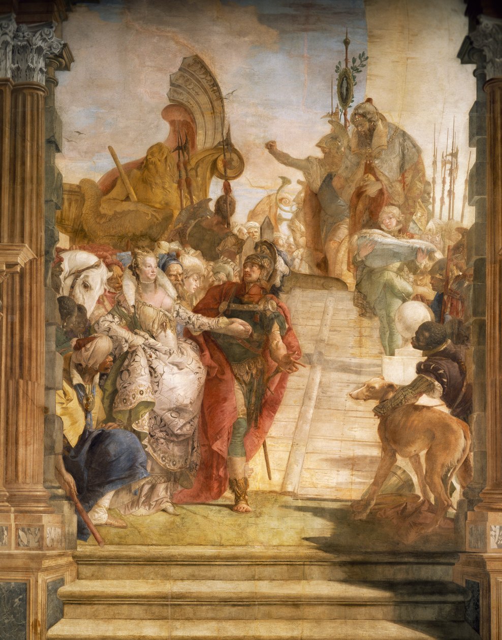 Møtet mellom Marc Antony og Cleopatra, detalj av Simone II Baschenis