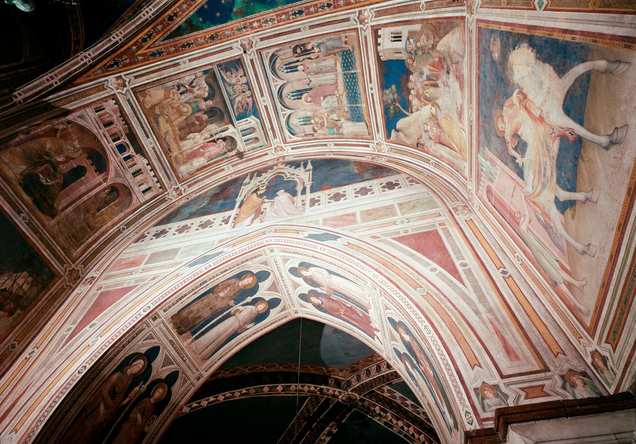 Episoder av Saint Martins liv (St Martins liv) - Maleri av Simone Martini (1280-1344) Fresco av Simone Martini