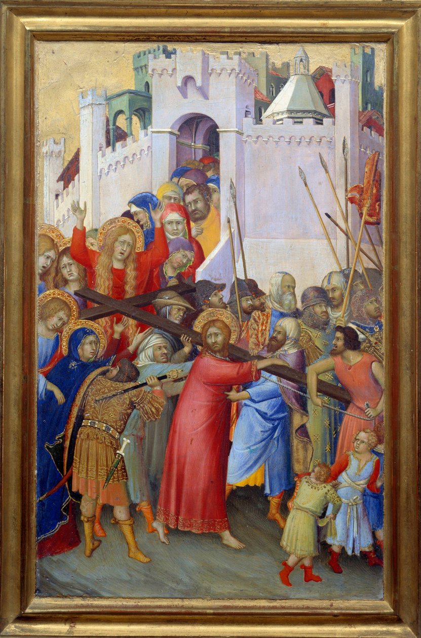 Le portement de croix Maleri på tre av Simone Martini (ca. 1284-1344) Dim. 0,3x0,2 m - Korsbæringen. Maleri på tre av Simone Martini (cirka 1284-1344). 0,3 x 0,2 m. Louvre-museet, Paris av Simone Martini
