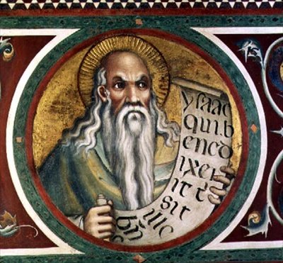 Maesta: Isaac, detalj fra rammen av Simone Martini