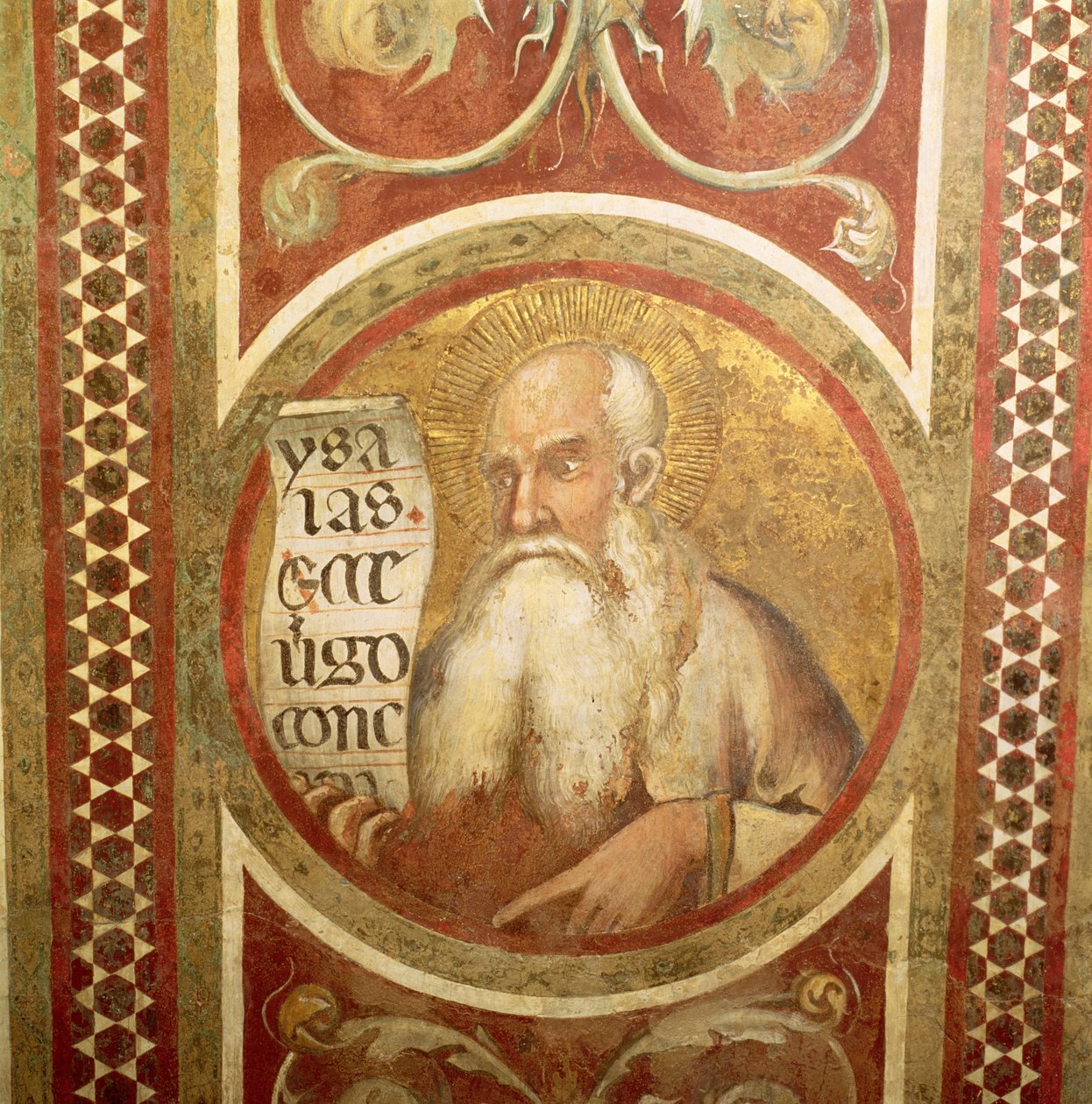 Maesta: Jesaja, detalj fra rammen av Simone Martini
