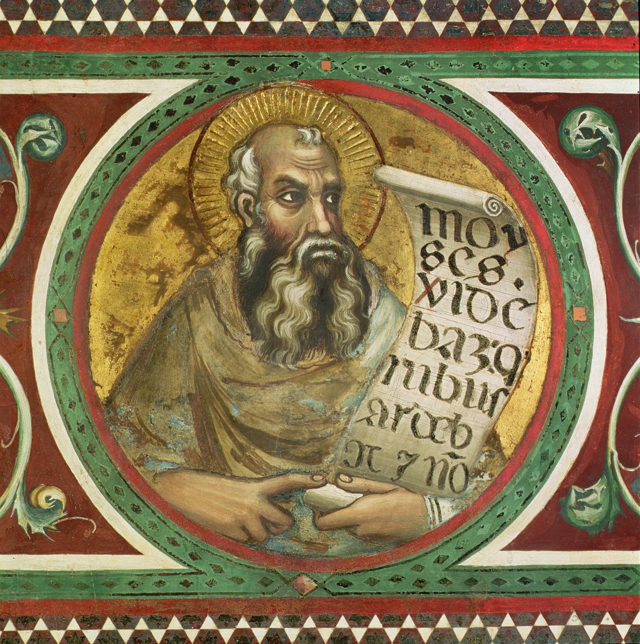 Maesta: Moses, detalj fra rammen av Simone Martini