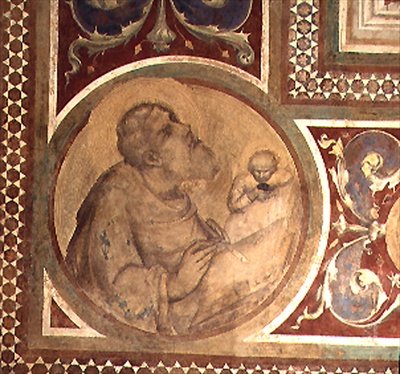 Maesta: St. Matthew and the Angel, detalj fra rammen av Simone Martini