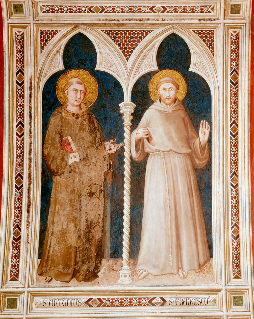 Sankt Antonius av Padua og Frans av Assisi Fresco av Simone Martini (ca. 1284-1344) Dim 215x185 cm Assisi, Basilica of San Francesco, Nedre kirke Italia av Simone Martini
