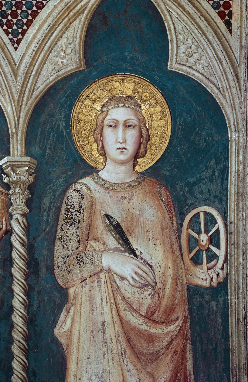 Saint Catherine of Alexandria - Fresco av Simone Martini (ca. 1284-1344) - Basilica of Saint Francois of Assisi, nedre kirkekapell Saint Martin, Assisi av Simone Martini