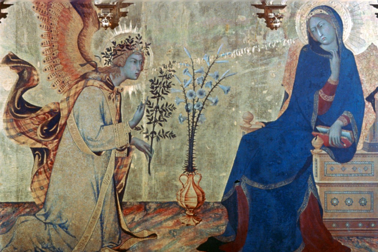 Bebudelsen og de to hellige, detalj, 1333 av Simone Martini