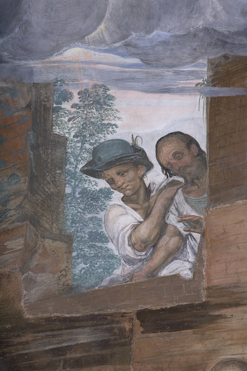 Tilbedelse av hyrdene, 1578-82 (detalj av 3497111) av Simone Veneziano Peterzano