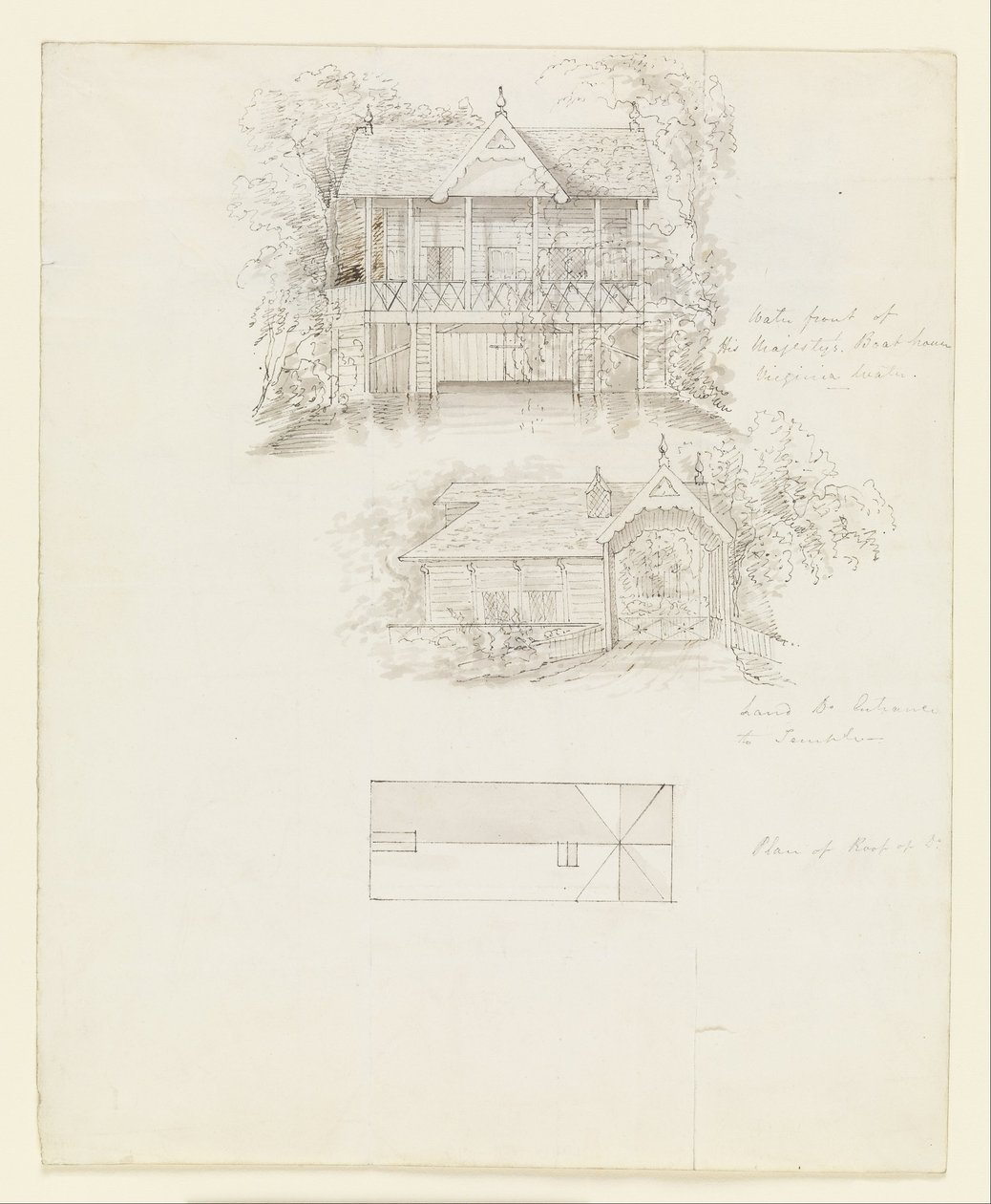 Boat House, Virginia Water; Verso- Scullery, Virginia Water av Sir Jeffry Wyatville
