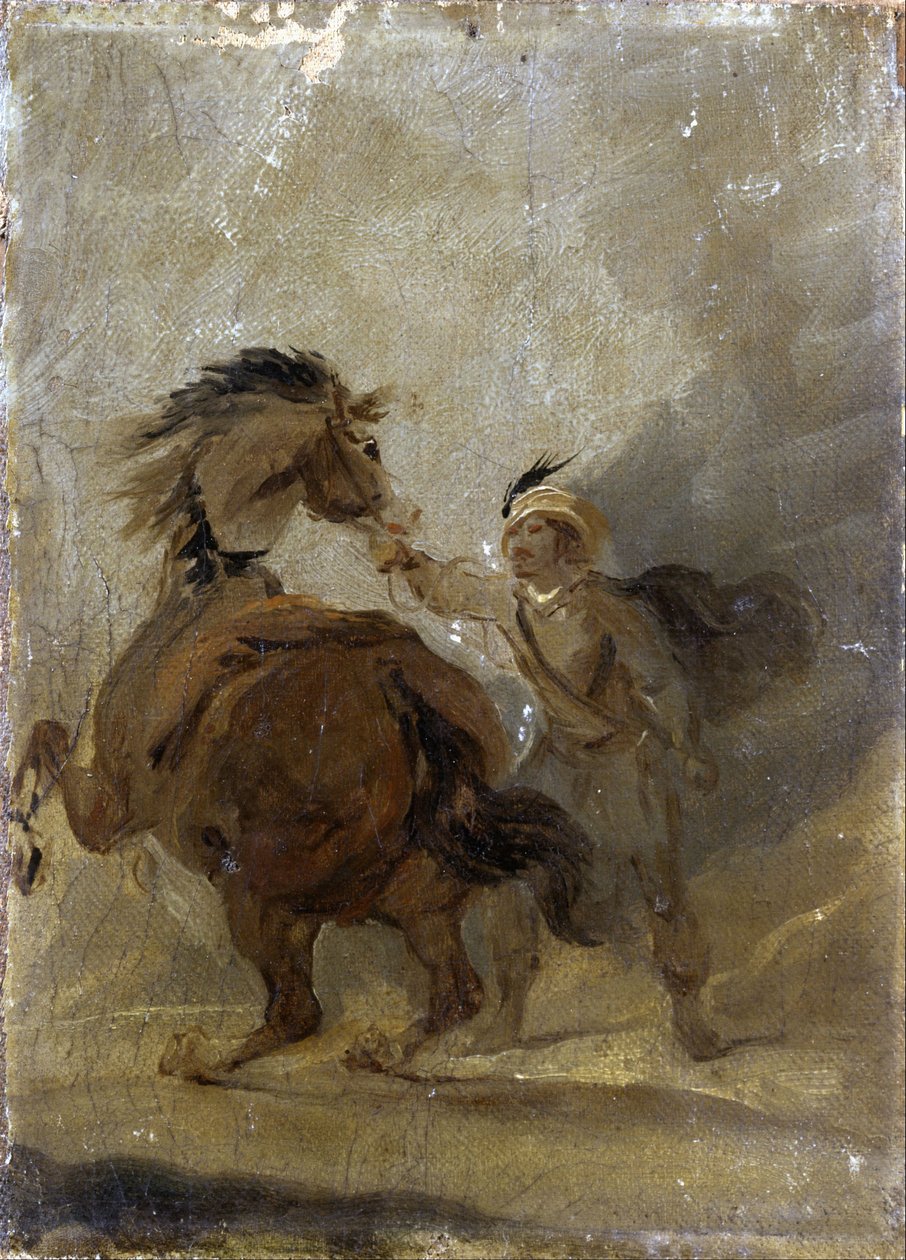 En mann som holder en hest av Sir Peter Francis Bourgeois