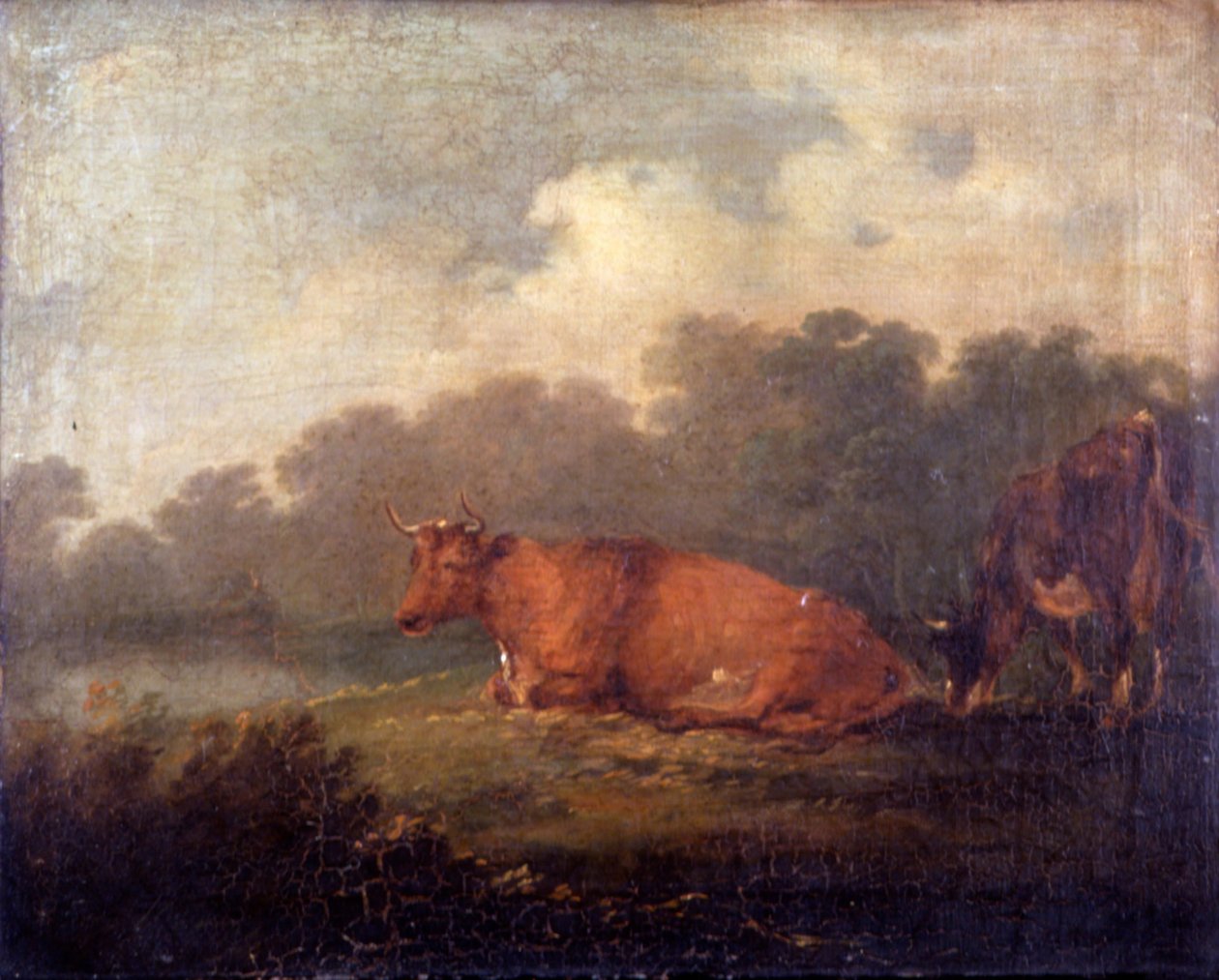 Landskap med storfe (en ku hviler) av Sir Peter Francis Bourgeois