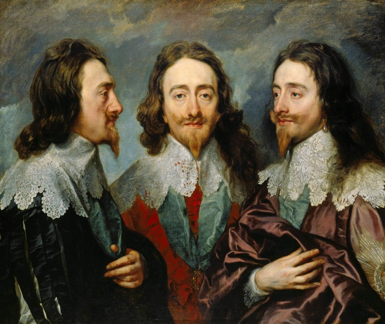 Charles I, konge av England 1600-1649, fra Three Angles The Triple Portrait, 1636. av Sir Anthony van Dyck