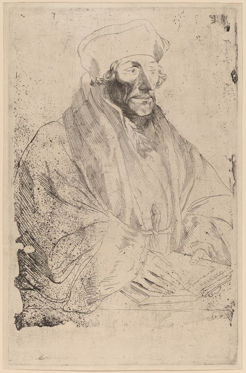 Erasmus av Rotterdam av Sir Anthony van Dyck after Hans Holbein the Younger