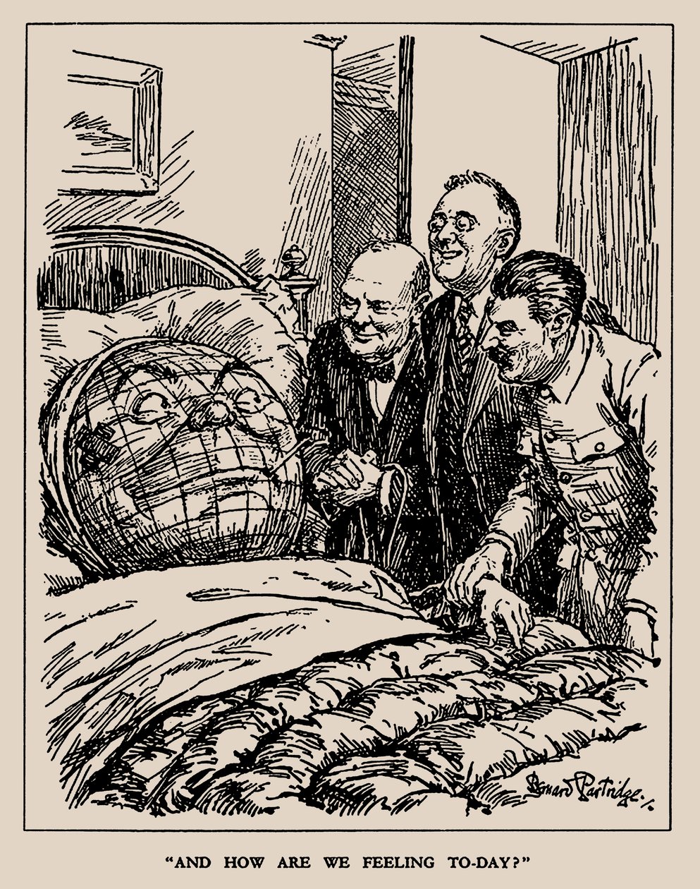 Og hvordan har vi det i dag, 1945. av Sir Bernard Partridge
