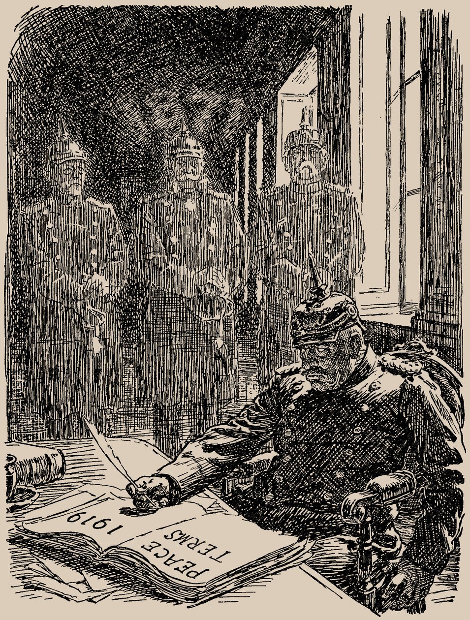 Spøkelser i Versailles. Punch, 7. mai 1919, 1919. av Sir Bernard Partridge