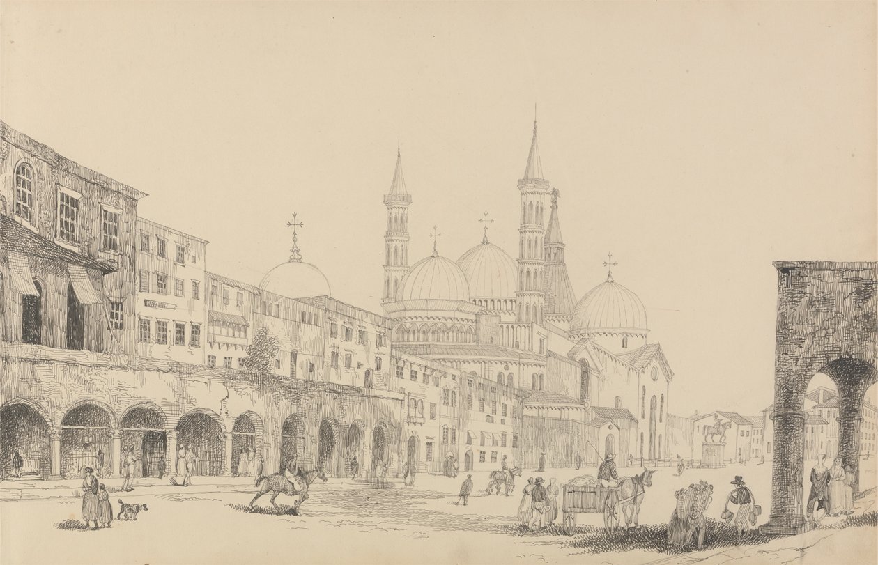 Album med 30 visninger i Tyrol og Italia: Church of Saint Antonio - Padua 3.r. nov.r 1840 av Sir Charles D