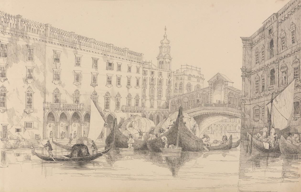 Album med 30 visninger i Tyrol og Italia: Rialto - Venezia 8. november 1840 av Sir Charles D
