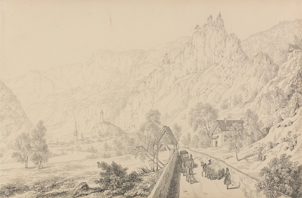 Album med 30 visninger i Tyrol og Italia: Ruinene av klostret Seben nær Klausen, 27. oktober 1840 av Sir Charles D