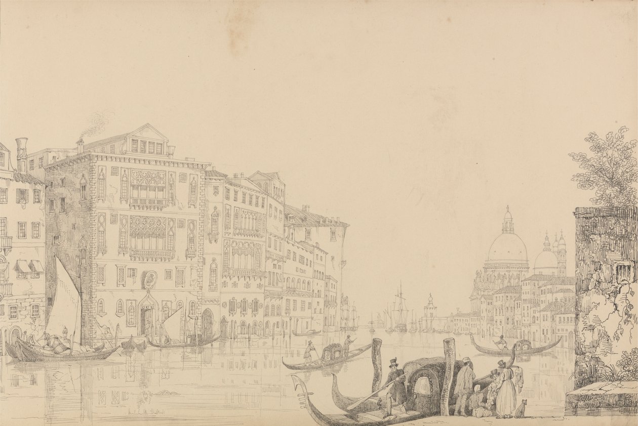 Album med 30 visninger i Tyrol og Italia: View on the Grand Canal 9. november 1840 av Sir Charles D