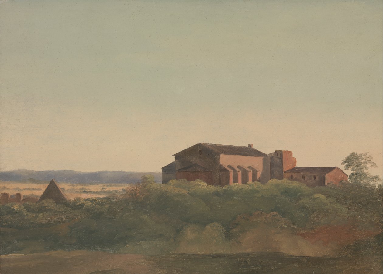 En utsikt over kirken S. Sabina og pyramiden i Cestius, Roma av Sir Charles Lock Eastlake