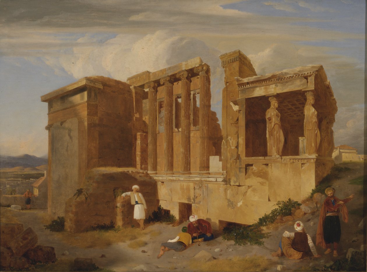 Erechtheum, Athen, med figurer i forgrunnen av Sir Charles Lock Eastlake