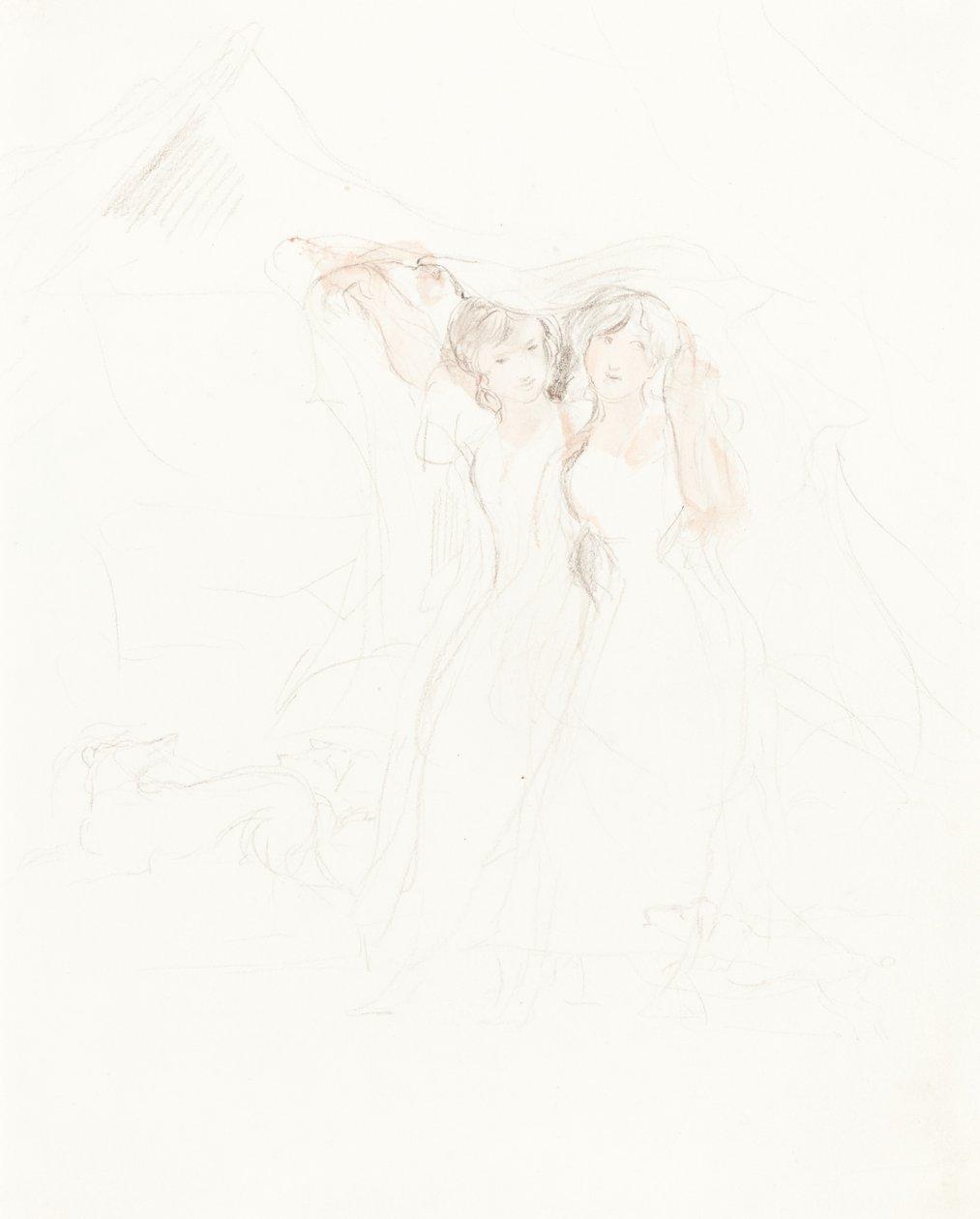 To jenter under en kappe av Sir David Wilkie