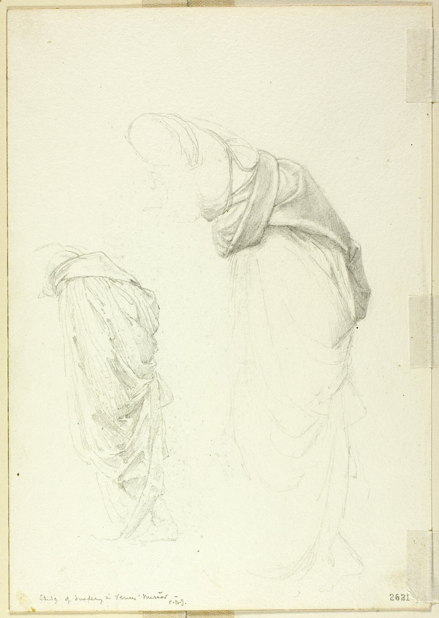 Drapery, to studier for The Mirror of Venus av Sir Edward Burne Jones