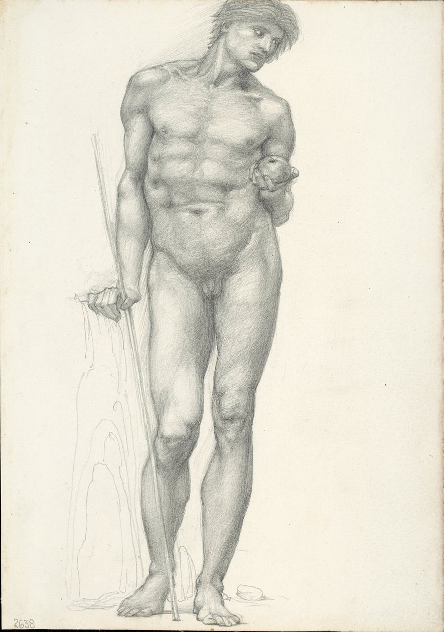 Paris med gulleple i venstre hånd, for Troy Triptych (skissebok #2638) av Sir Edward Burne Jones