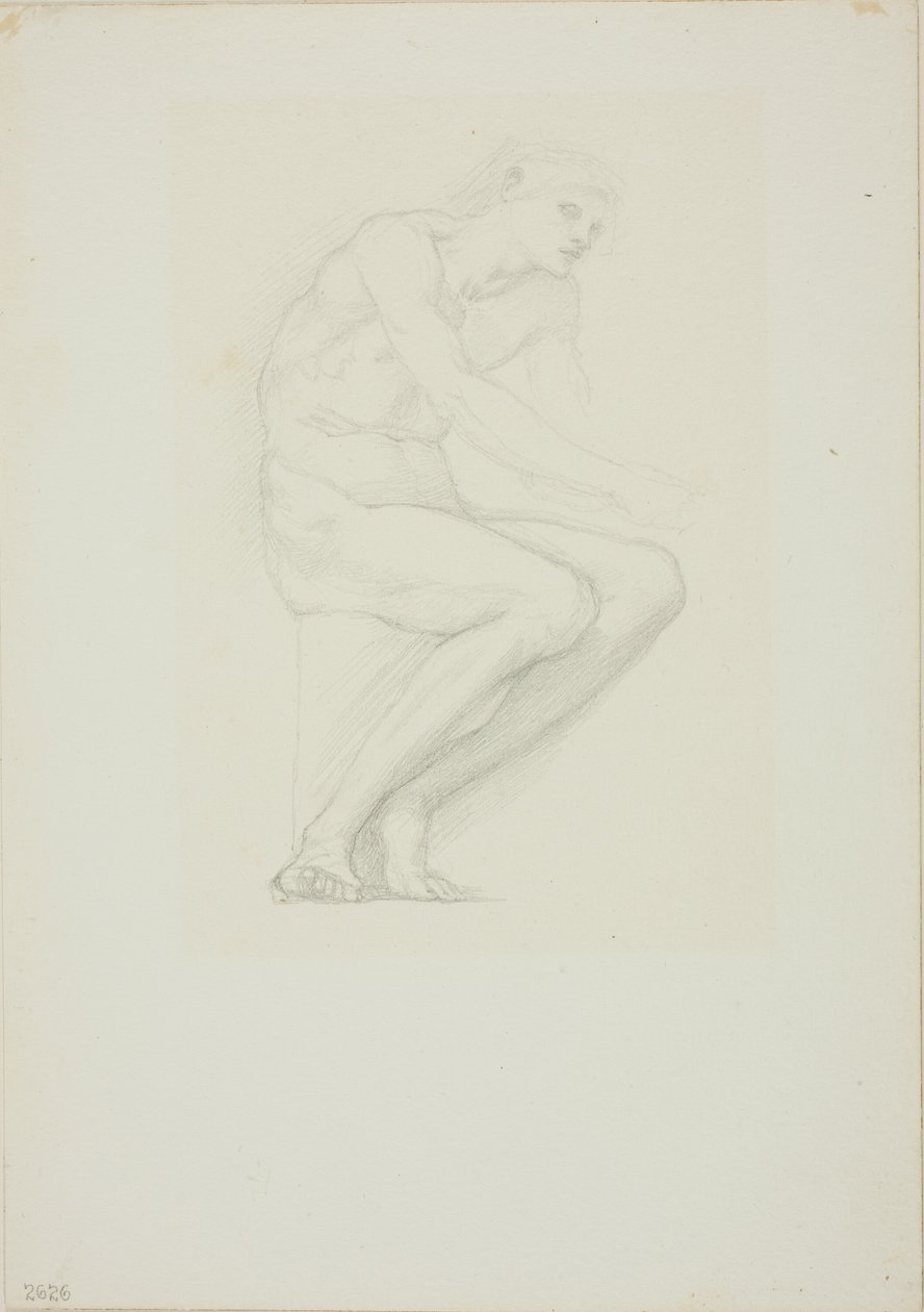 Sittende mann naken av Sir Edward Burne Jones