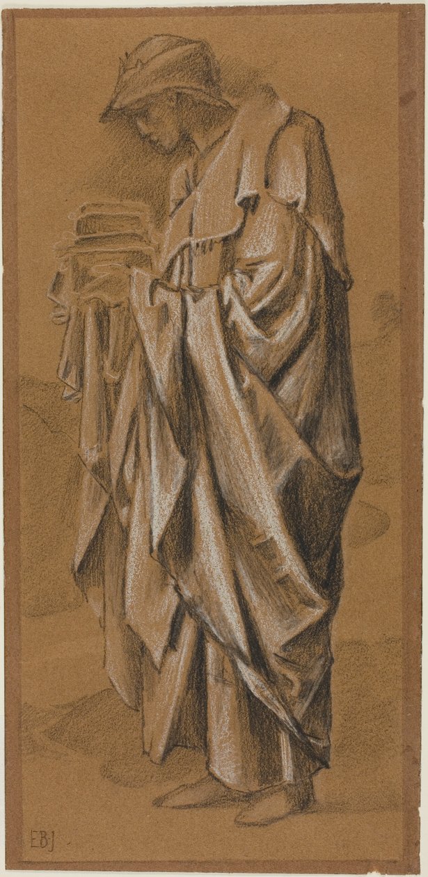 Stående drapert figur i profil til venstre av Sir Edward Burne Jones