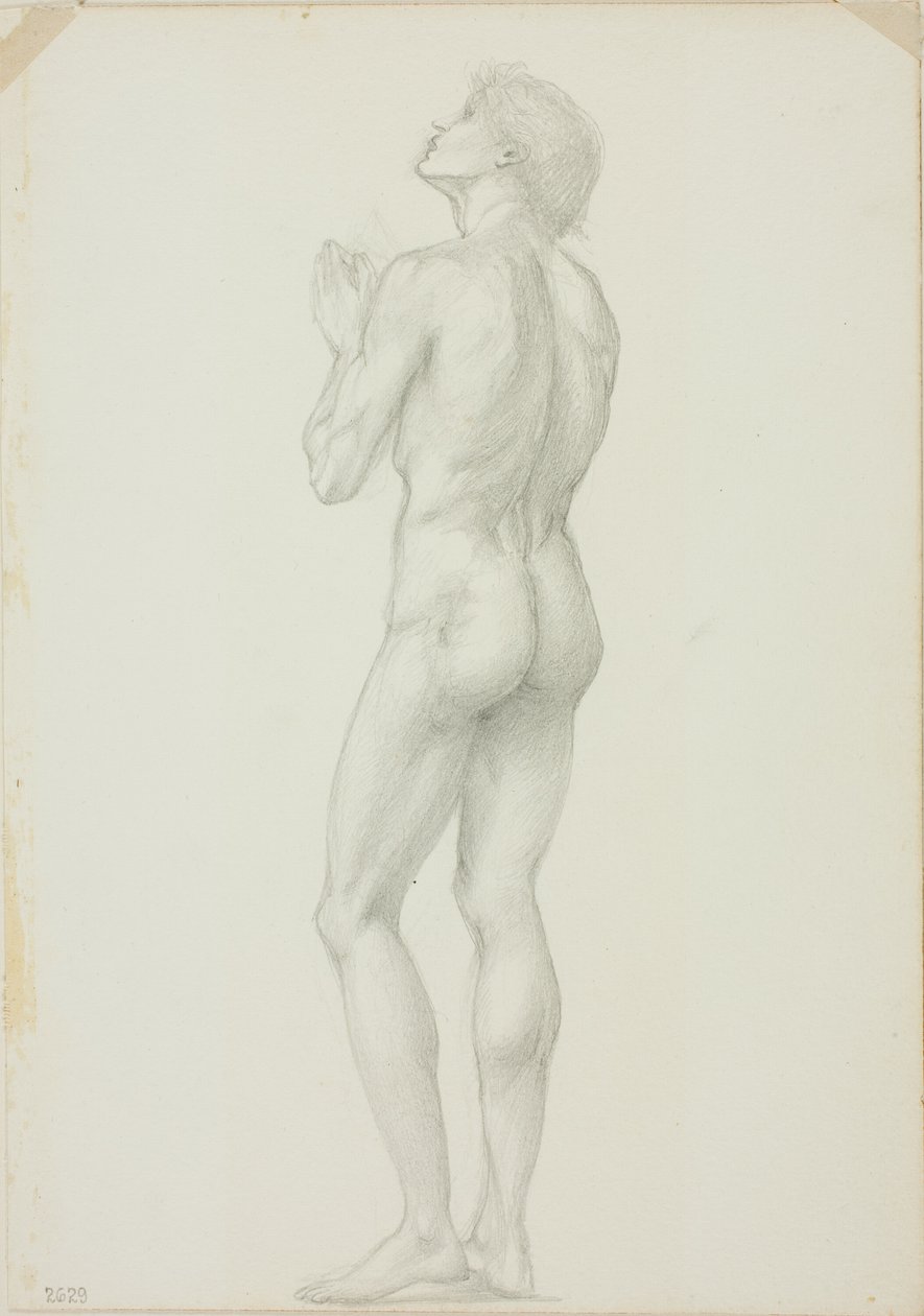 Stående naken mann med hendene i bønn av Sir Edward Burne Jones