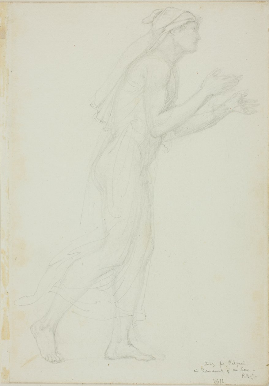 Studie for Pilgrim i Romaunt of the Rose av Sir Edward Burne Jones