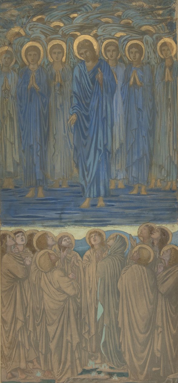 Ascension of Christ Apostlenes gjerninger I, 1-9: Studie for glassmalerier, ca. 1875-84. av Sir Edward Coley Burne Jones