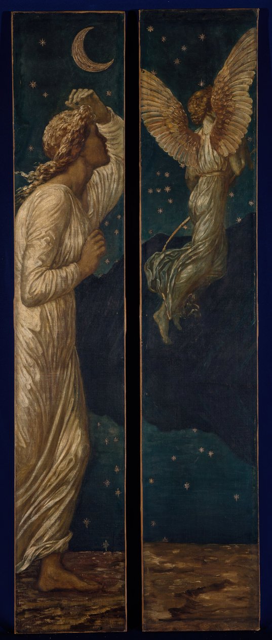 Cupid and Psyche - Palace Green veggmalerier - Cupid Flying away from Psyche, 1881. av Sir Edward Coley Burne Jones