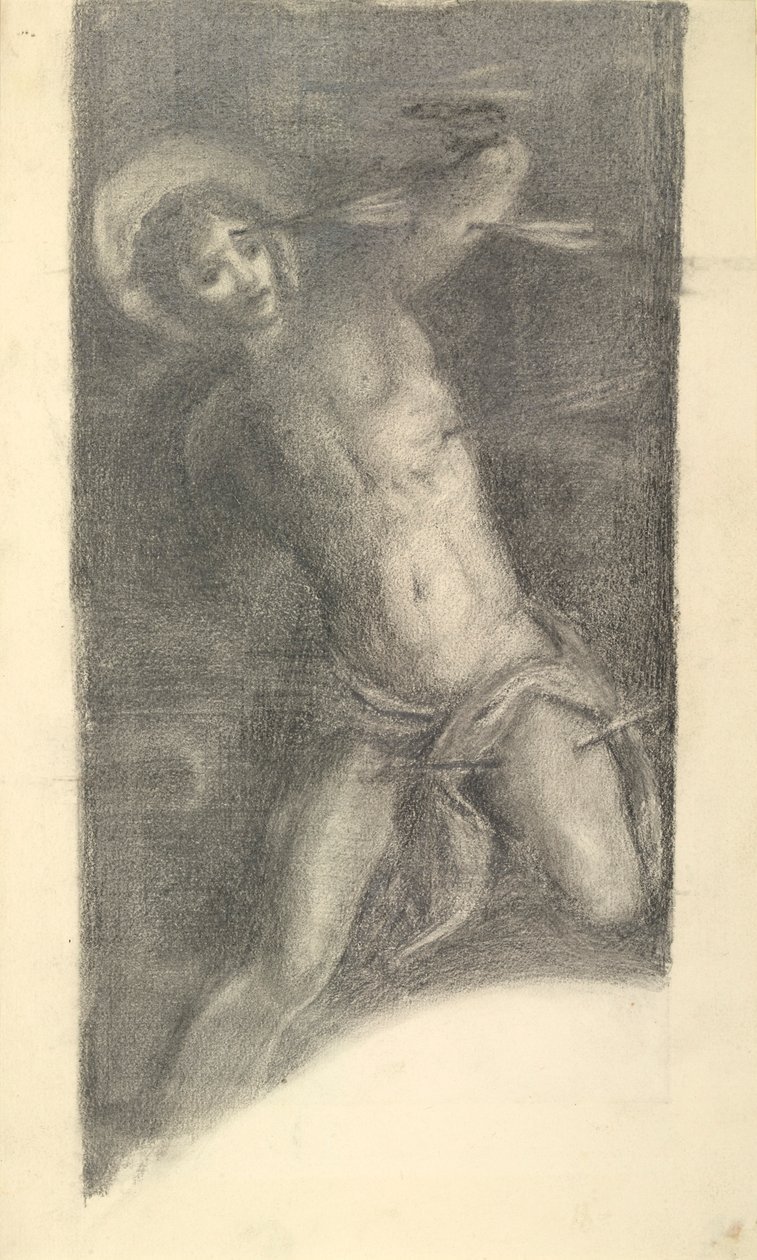 Studie av Tintorettos Saint Sebastian i Scuola Grande di San Rocco, 1859 eller 1862 av Sir Edward Coley Burne Jones