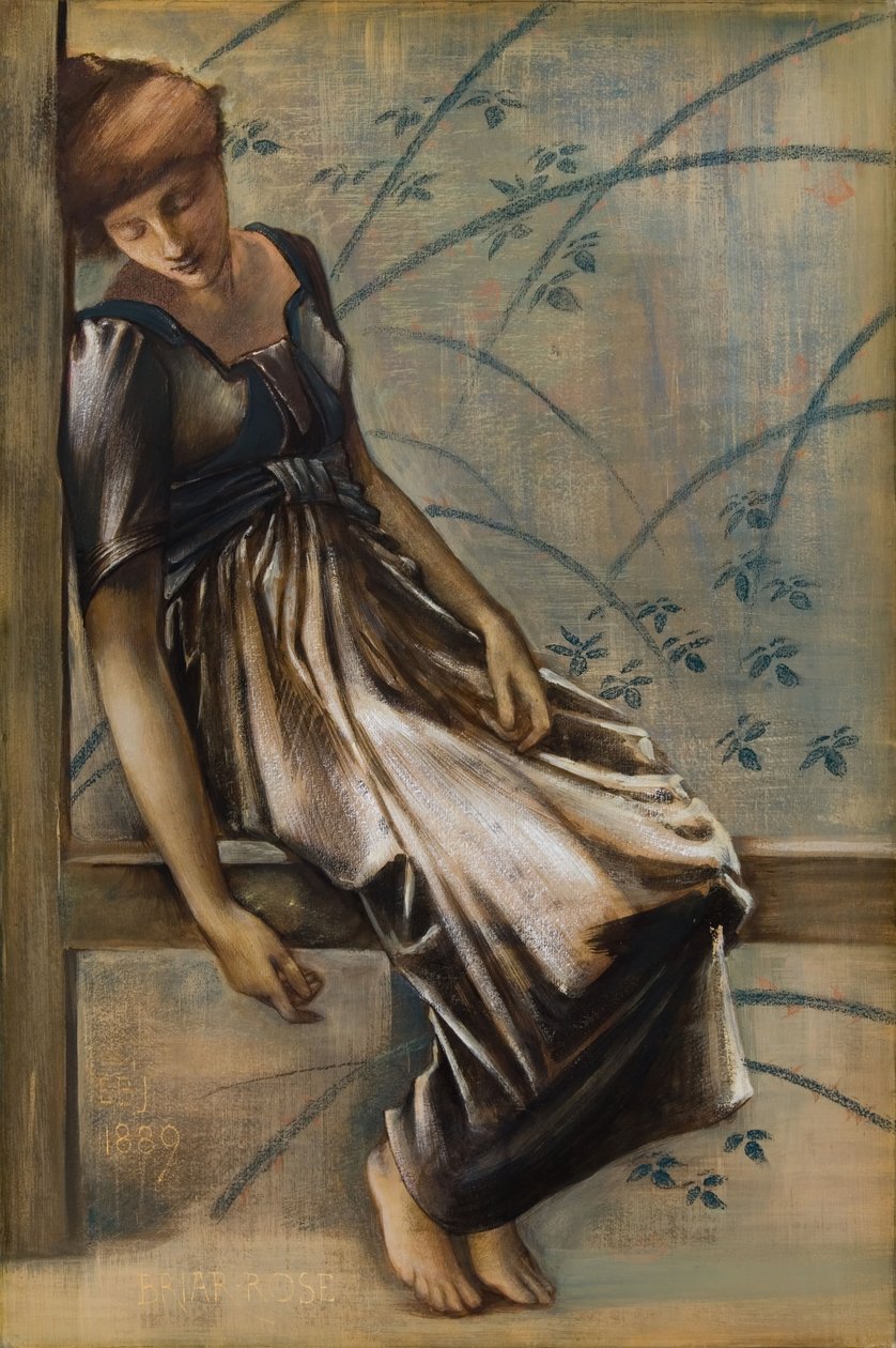 The Briar Rose Series - Studie for 'The Garden Court', 1889. av Sir Edward Coley Burne Jones